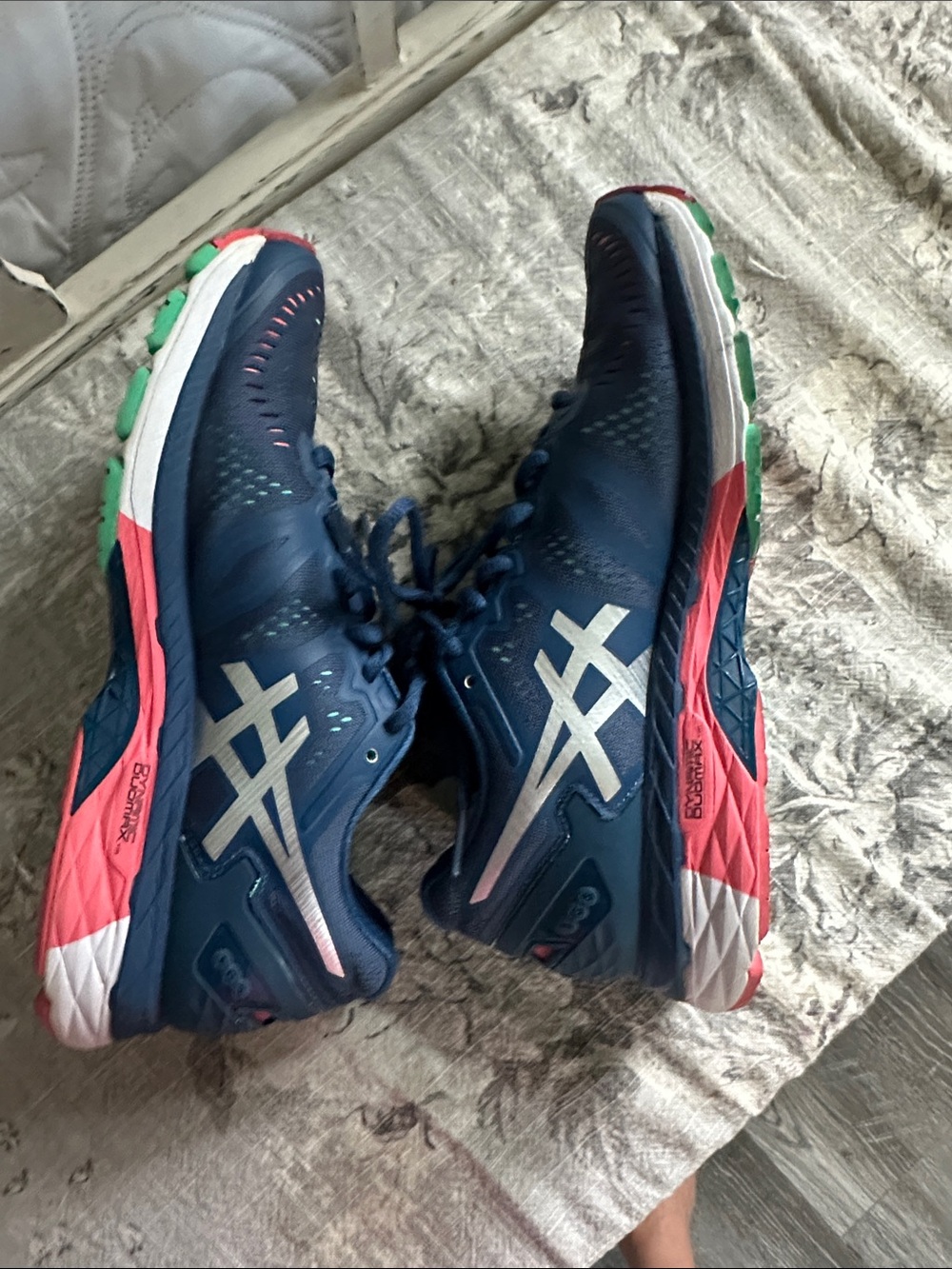 ASICS Navy Running Shoes with Teal and Coral Accents - Picture 3 of 6